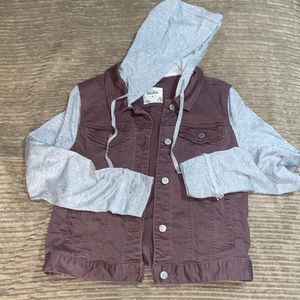 Mudd jacket Size M mauve denim/gray sweatshirt sleeves & hoodie